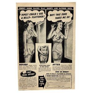 Ward Green Belly Flattener Vintage Print Ad 1950 Women Look Slimmer Younger